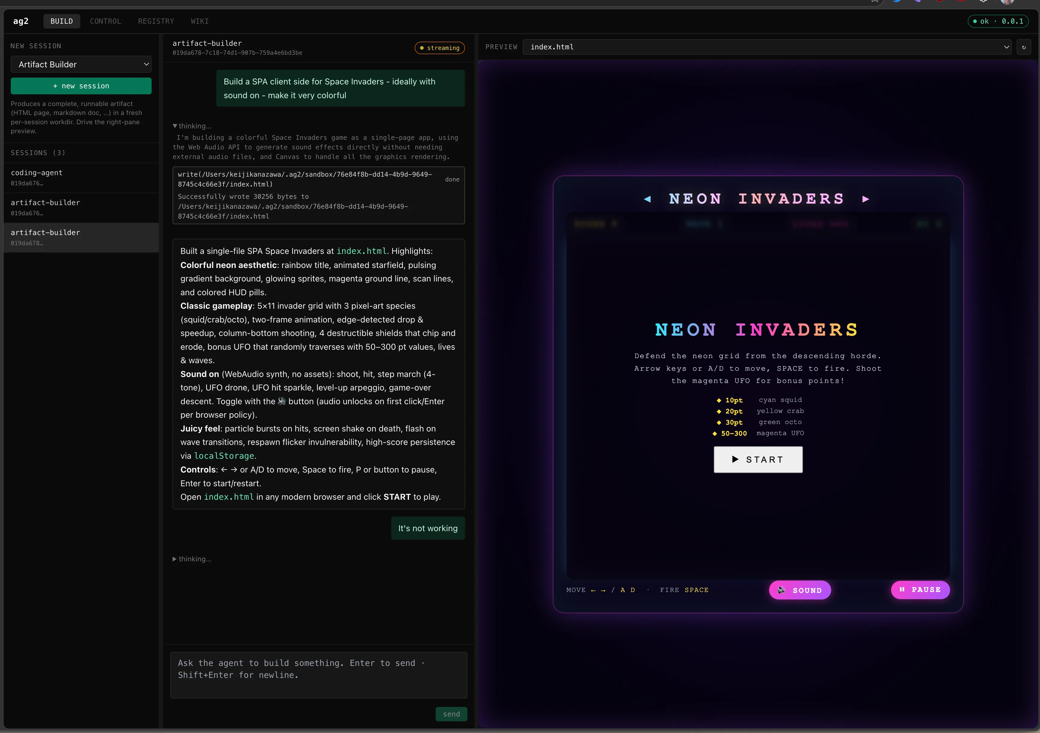 Pi-built agent/wiki workflow MVP screenshot